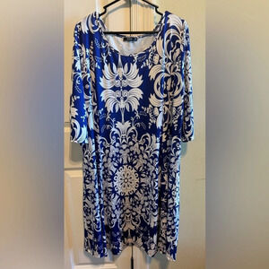 Lily by Firmiana Blue White Plus Size Dress Sz 2XL
